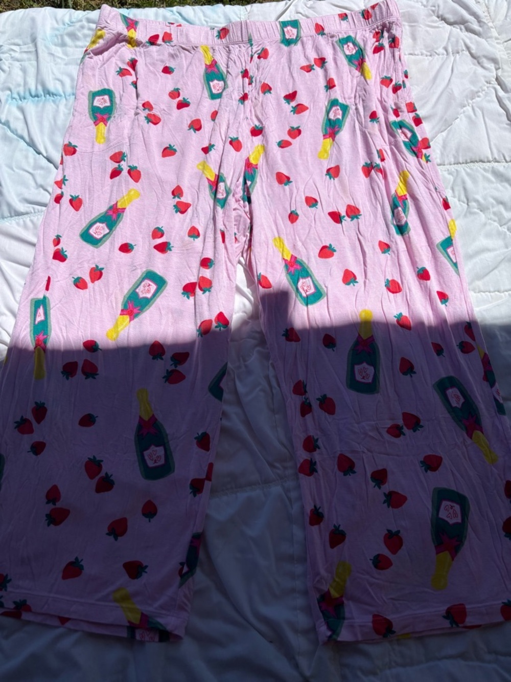 Pink Strawberry-Print Women's Pajama Set with Bottle Motif - Picture 5 of 10